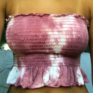 Maroon tie-dye tube top